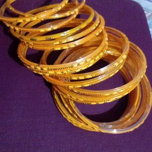 Yellow Gold Glitter Bangles (Set)