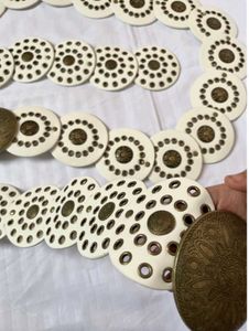 Y2k Vinatge Leather Disc Belt White Pinteresty