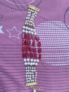 Red &amp; Pearl Bracelet