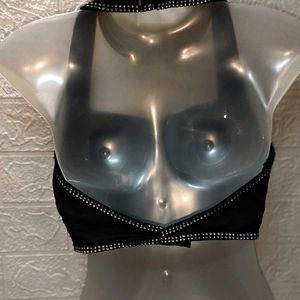Backless Black Saree Top