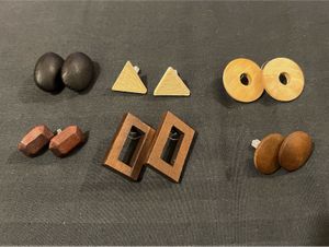 6 Set of Unique Wooden Earrings