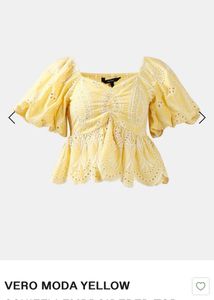 Vero Moda Yellow Eyelet Peplum Top