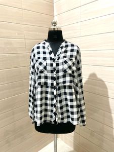 Suzanne Betro Imported  Checkered Shirt Top