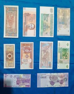 Foreign Notes Currency Collection 10 Country UNC