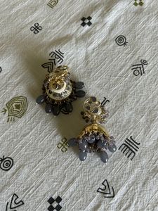 ☑️Grey bird Pearls Jhumka Earrings - new