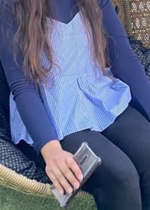 Blue Sassafras Sleeveless Peplum Top