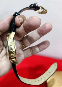 Timex Gold-Tone Watch ⚡with Black Leather Band