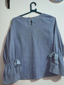 Zudio - Striped Blue Blouse Top With Bows