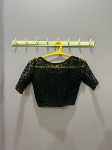 Black Lace Sheer Blouse With Lehanga