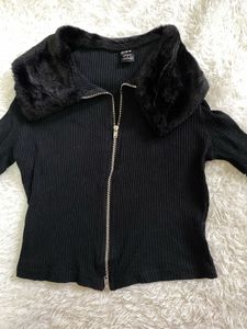 Shein Fur Trim Cardigan