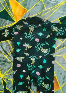 Black Pure Cotton Light Year Theme Romper