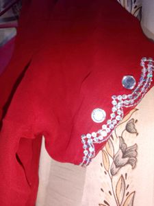 ❤️ Elegant Red Stone Work Saree – Premium Party &amp;