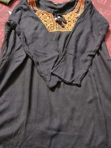 Embroidered Black Top