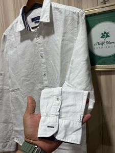 Zara Man Slim Fit Linen Formal White Shirt