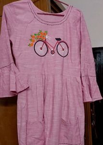 Khadi Cotton Kurti With Beautiful Embroidery