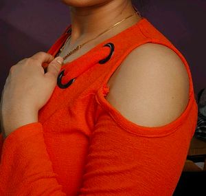 Orange Cold Shoulder Dress 👗🧡