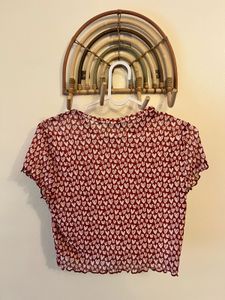 Cute Heart Print net  Crop Top