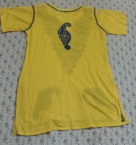 Yellow Embroidered Tunic Top
