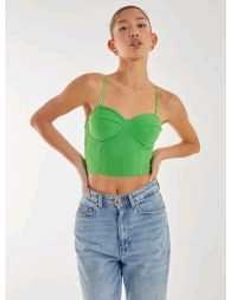 Solid Green Net Tank Top.