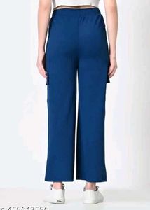 Blue Cargo Wide Leg Pants