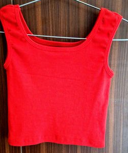 Red Ribbed Tank Top