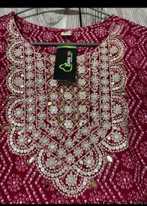 Maroon Embroidered Anarkali Dress