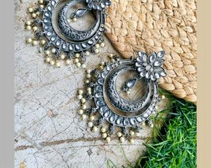 chandbali black polish earrings 🌟
