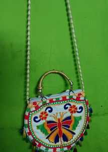 Colorful Boho Butterfly Embroidered Sling Bag
