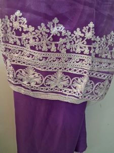Purple Embroidered Dress Material