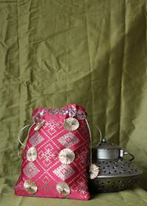 Red &amp; Gold Embellished Potli Bag