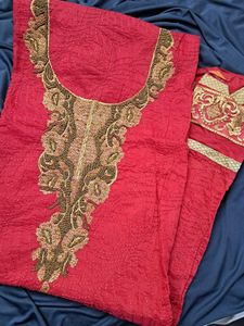 Tomato Red 3 Piece Unstitched Suit