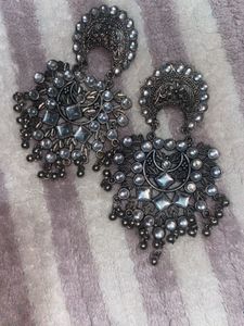 Bold Chandbali and Drop Oxidized Earrings