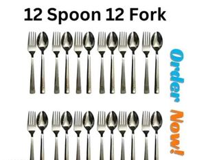 🚫Forks and Spoons Set of 24 Stainless Steel