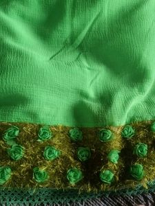 Green Floral Embellished Saree