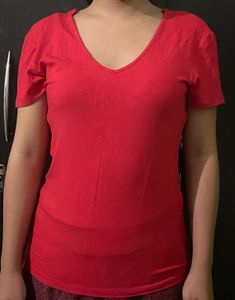 MISU Red V-Neck Top
