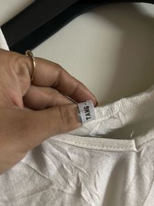 White Cut-Out Shoulder Top