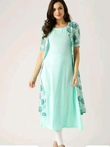 Sea Green Kurta With Cotton Shrug