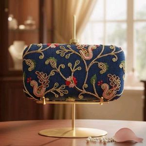Blue Embroidery Clutch