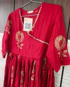 Aachho Maroon Angrakha Suit Set XL