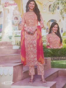 Kurti With Pant And Dupatta Set