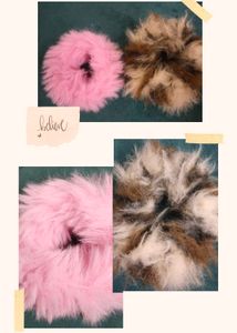 Fluffy Faux Fur Scrunchies – Duo Pack (Pink&Multi)