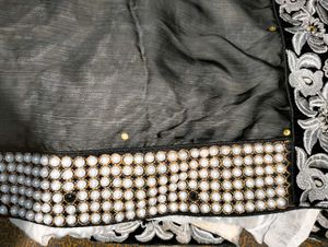Elegant Black Embroidered Saree
