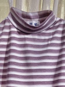 Kpop Mock Neck Striped Top