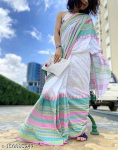 33)Begumpuri Saree (White 🤍 Multicolour)