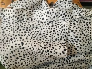White, Black Dotted Skirt