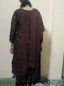 Wine Colour Kurti Set