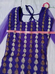 Purple Embellished Kurti Set(Bust-32)
