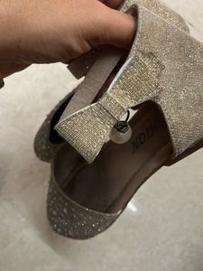 Sparkly Gold Ankle Strap Flats