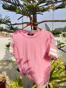 Pink Top with Mesh Sleeves