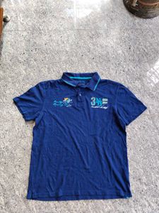 Navy Blue Embroidered Polo Shirt -